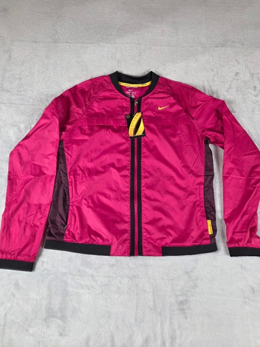 Nike Livestrong Dri-FIT Running Jacket Athleisure Gym Pink Yellow Windbreaker L